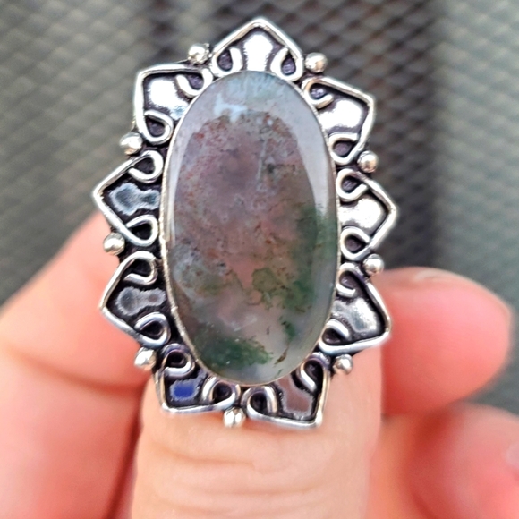 New Moss Agate 925 Silver Ring. - Picture 2 of 12